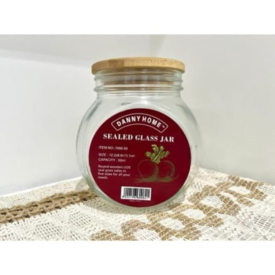 دانى هوم برطمان خزين زجاج بغطاء بامبو 1966/84
