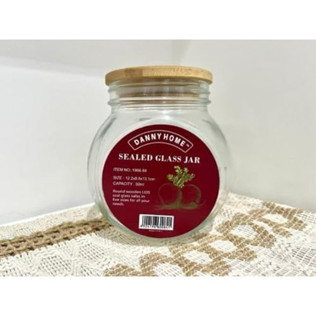 دانى هوم برطمان خزين زجاج بغطاء بامبو 1966/84