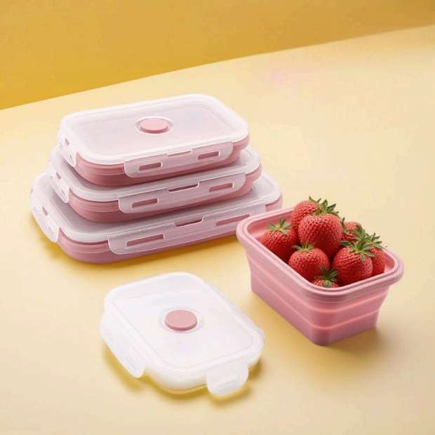 طقم ثلاجة 4ق مستطيل سليكون قابل للطى 250605