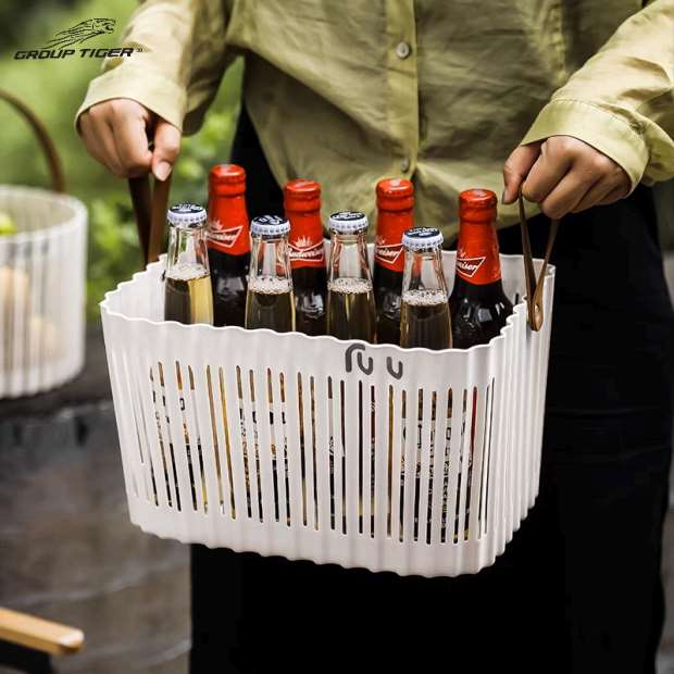 منظم تخزين بلاستيك مستطيل بيد جلد ك 381/66