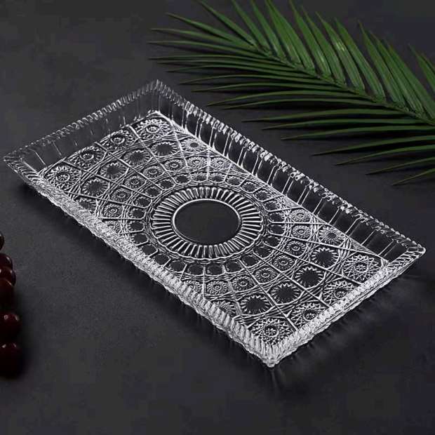 سرفيس تقديم زجاج مستطيل بوهيمى طويل 36سم