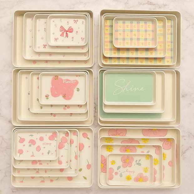 طقم صوانى ميلامين شى ان 4ق مستطيلة