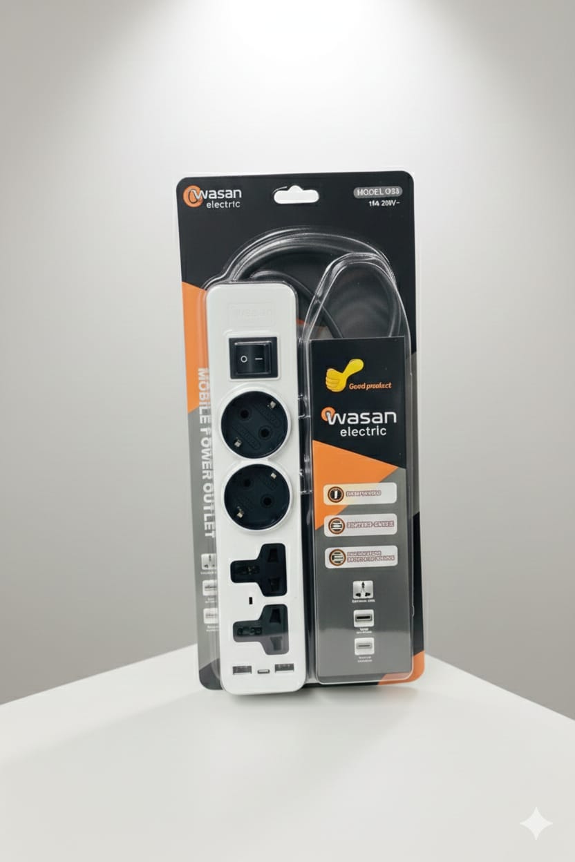 مشترك 2 فيشة + 2 MK + 2 USB + 1 Type C WASAN 055