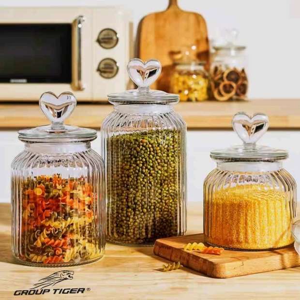 برطمان زجاج غطاء ضغط مقبض قلب كبير 158