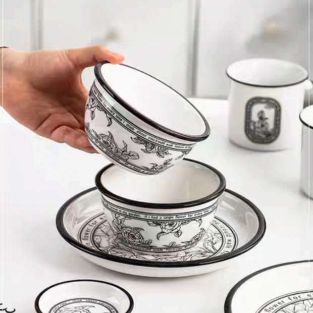 بولة بورسيلين فلاور اسود 10 سم 101