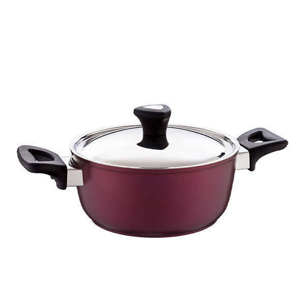 Saflon Red Pot with Stainless Lid, Sizes (16-32 cm)