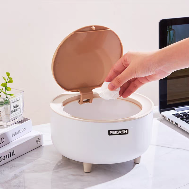 Mini  wooden round touch bin with legs  
