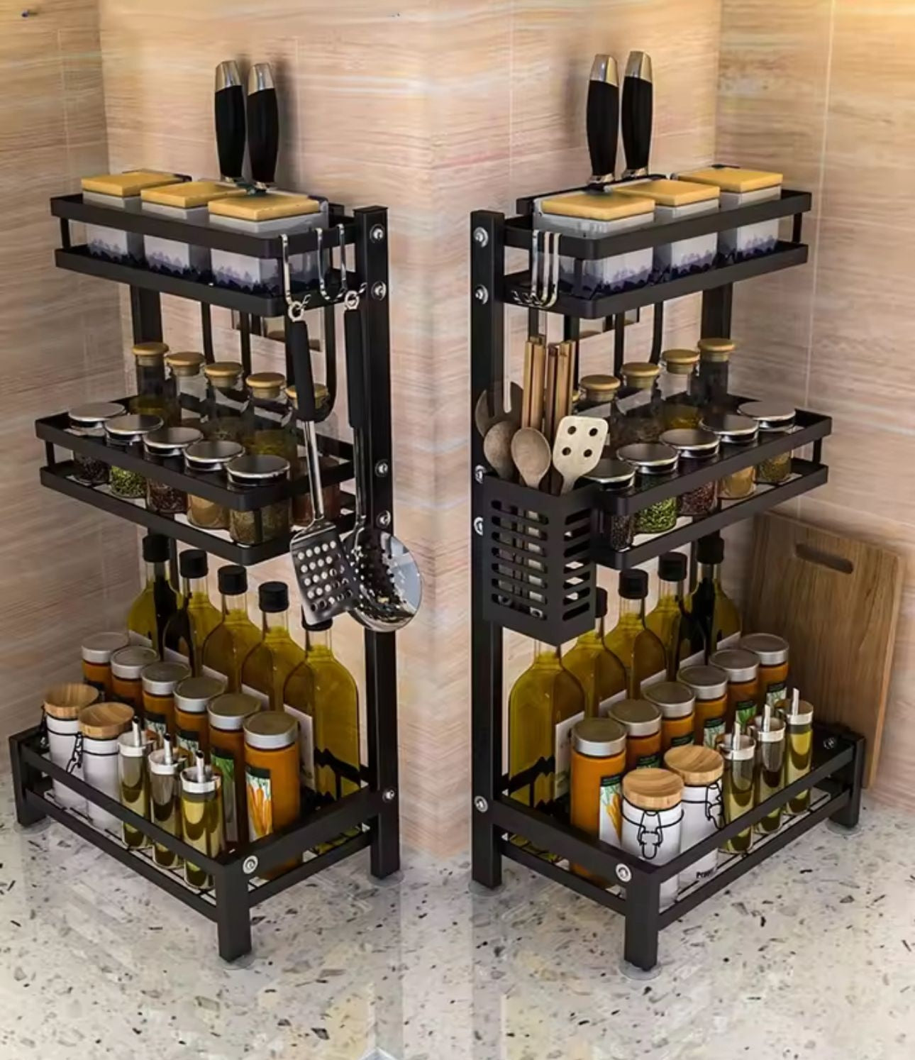 ستاند توابل و صفاية معدن 3 دور اسود 255/67