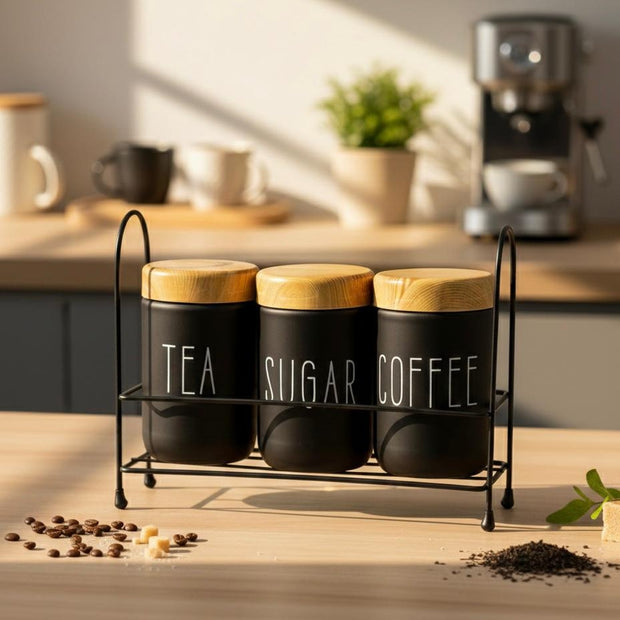 طقم كوفى زجاج 3ق 660 مللى على حامل معدن 1035