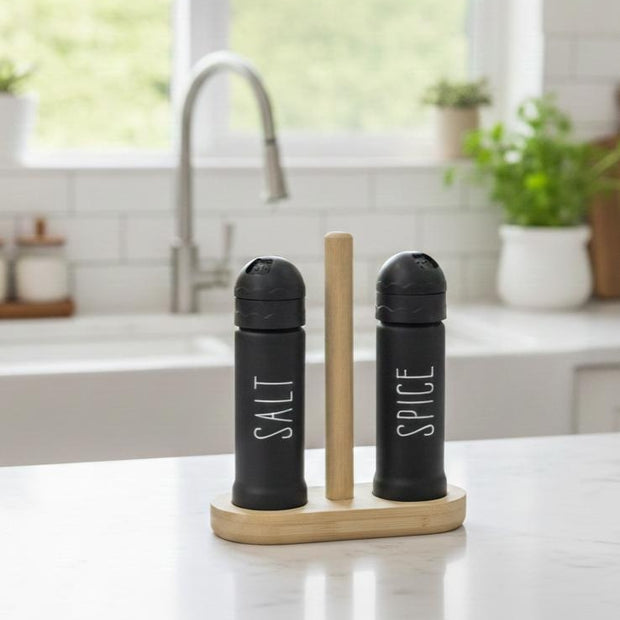 طقم ملاحة زجاج 2ق على حامل خشب