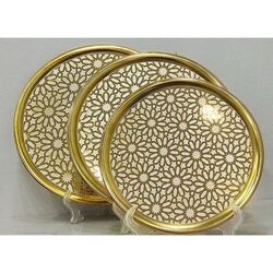 صنية تقديم ستانلس مدهب مدورة مقاسات (20:70 سم )