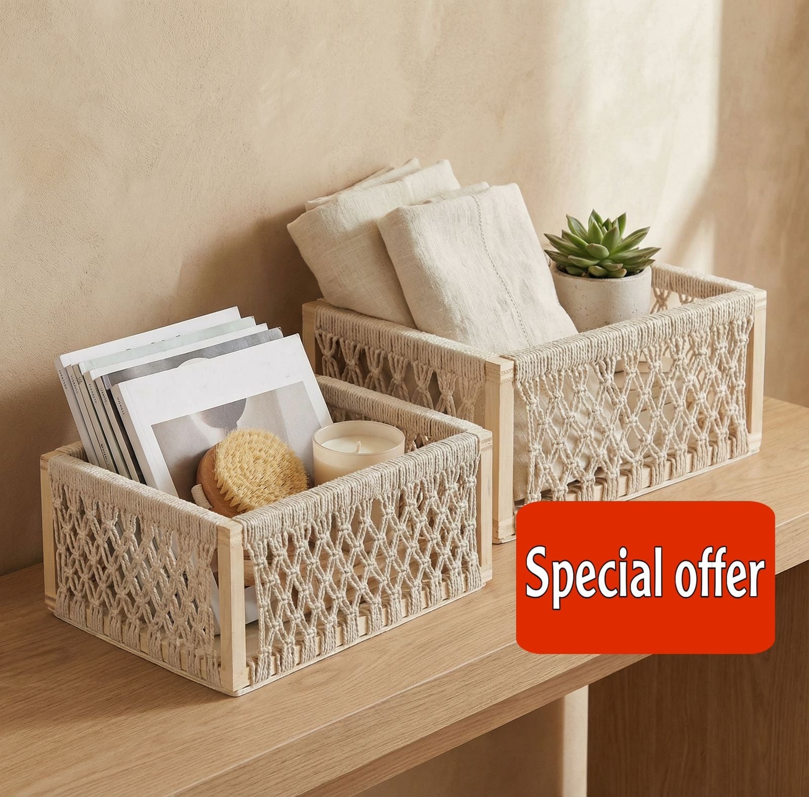 Handmade basket set, 2 pcs