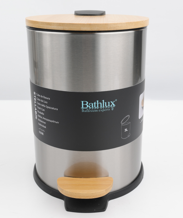 باث لوكس سلة مهملات 5 لتر بغطاء بامبو موديل RA1-65 BATHLUX