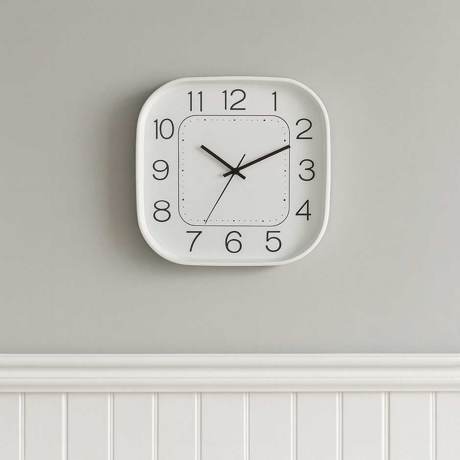 ساعة حائط مربعة ابيض