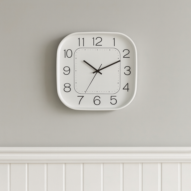 ساعة حائط مربعة ابيض
