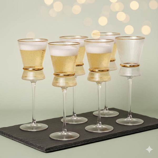 طقم كاسات 6ق اطار جولد