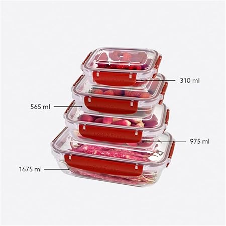 دنيا طقم علب ثلاجة مستطيل 4ق موديل 30847