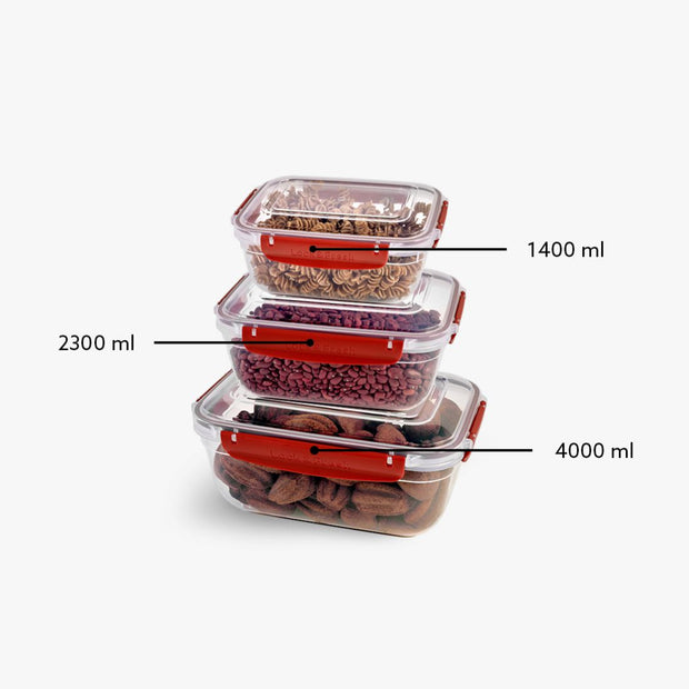Dunia Rectangular Refrigerator Container Set, 3 Pieces, Model 30881