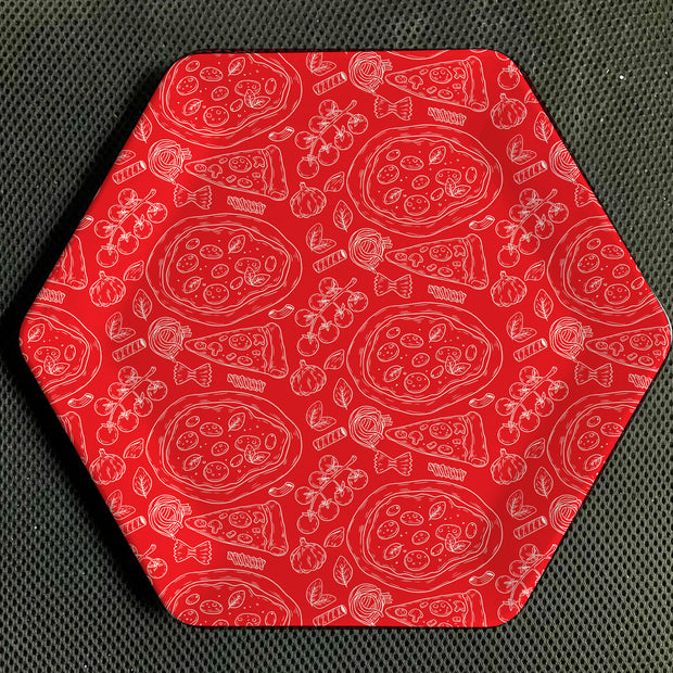 طقم بيتزا شكل سداسى Pizza Vegetarian Red