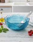 Colored glass compote set, 3 pieces