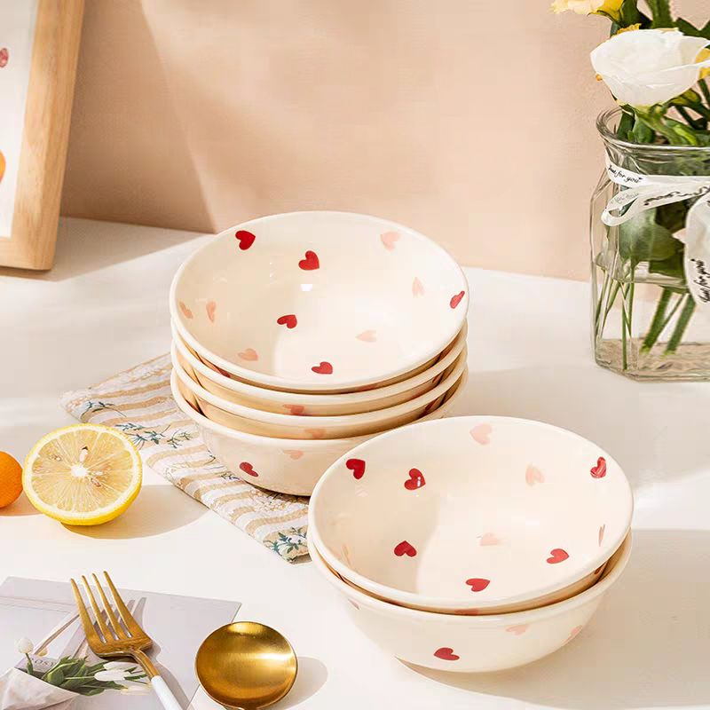 بولة بورسلين قلوب احمر 15 سم