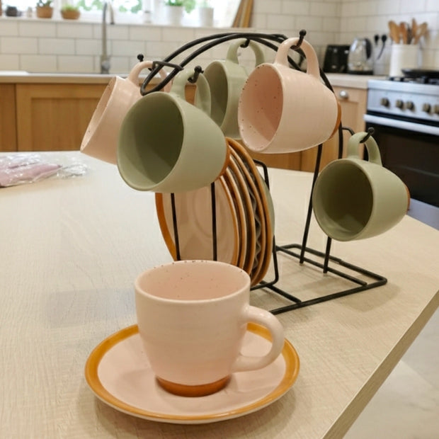 طقم قهوة 6ق + حامل معدن