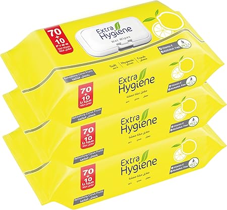 Hygiene Lemon Fresh Wet Wipes 3 Pack 80 Wipes