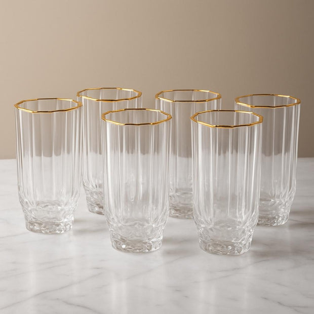 طقم شوب زجاج 6ق اطار جولد