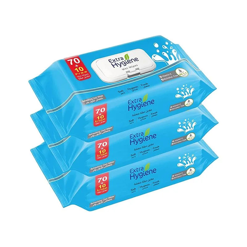 Hygiene Cool Water Wet Wipes 3 Pack 80 Wipes