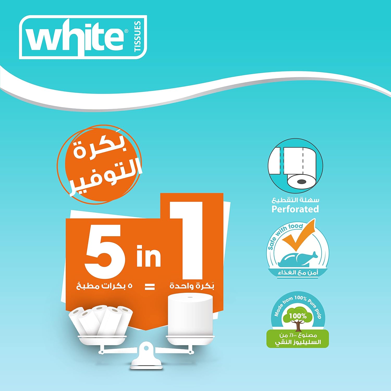 White Mega Roll Tissues 3 Ply Single