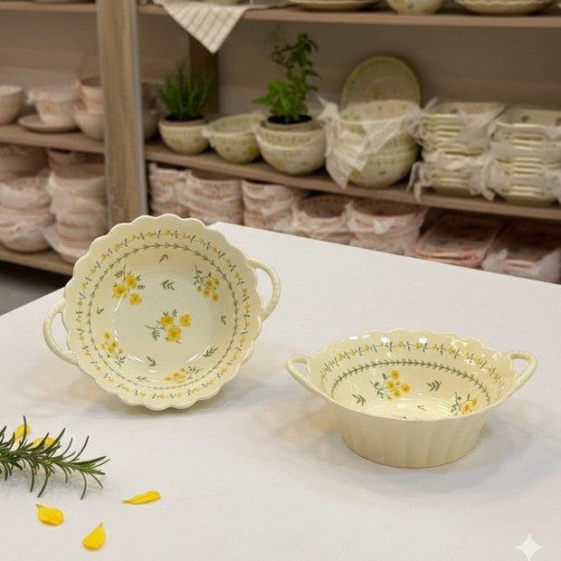 Floral Green Porcelain Bowl 17cm