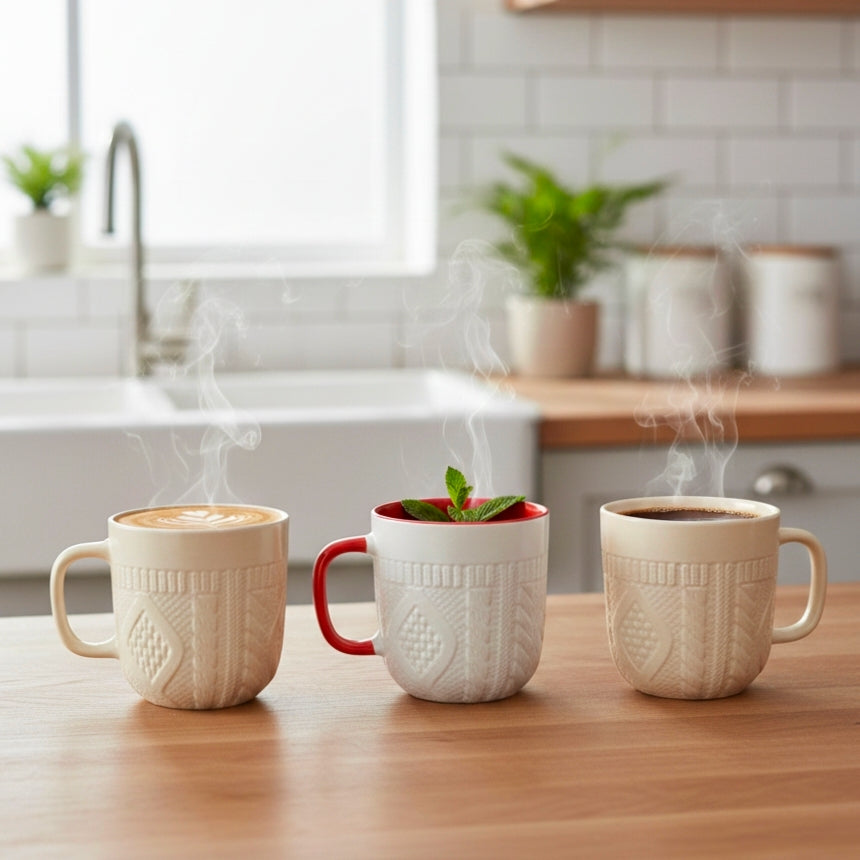 مج بورسيلين ابيض ضفيره