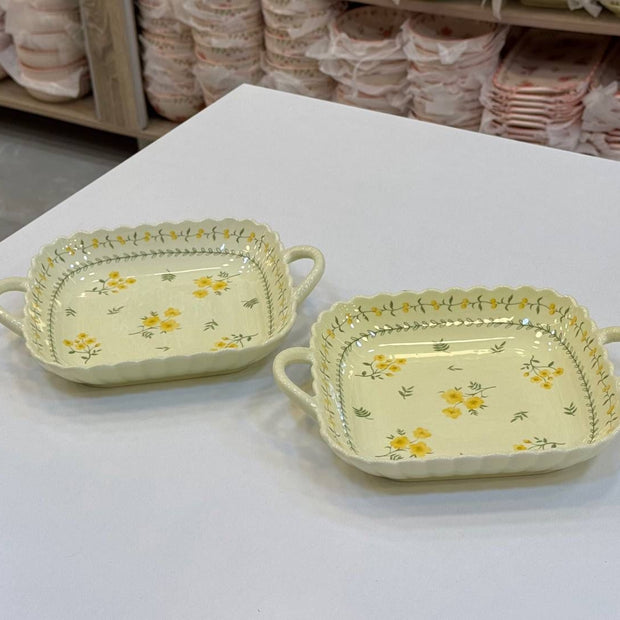 Porcelain Flory Serve Plate, Green, 20cm