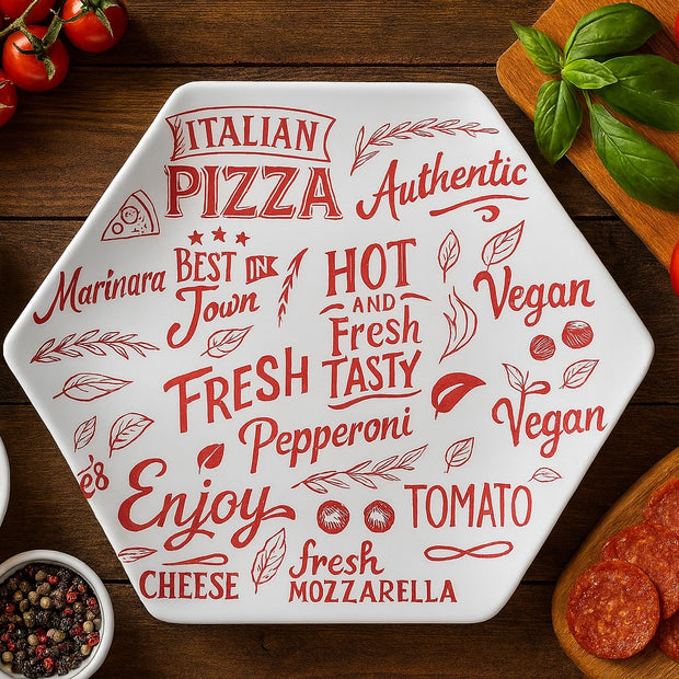 طقم بيتزا شكل سداسى Pizza Word Red