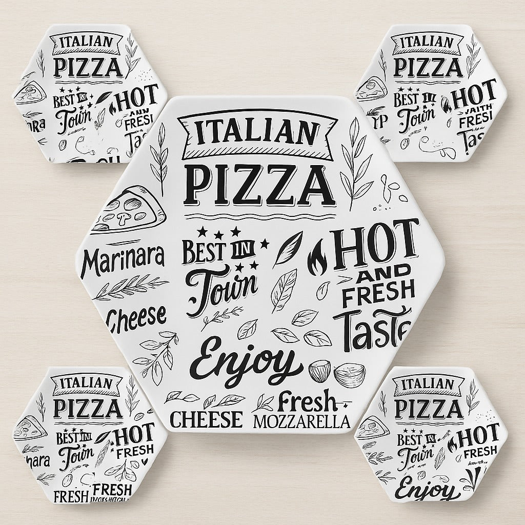 طقم بيتزا شكل سداسى Pizza Word Black