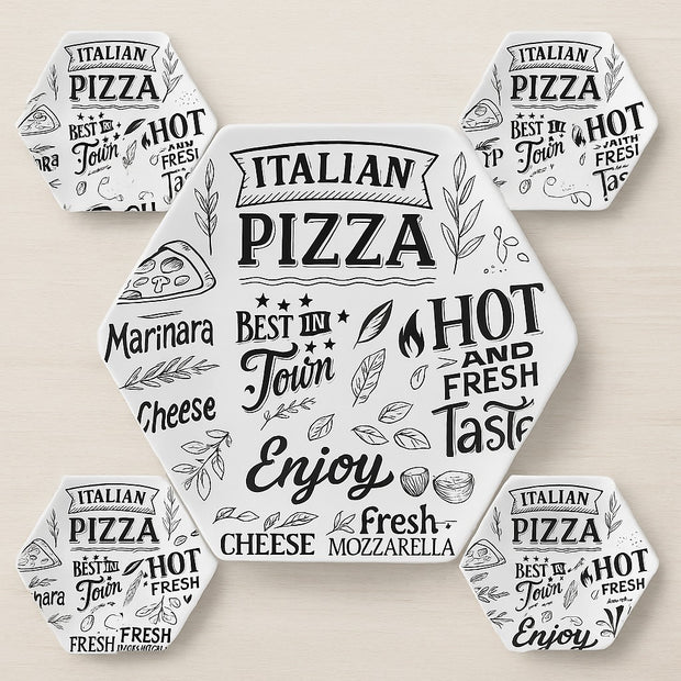 طقم بيتزا شكل سداسى Pizza Word Black