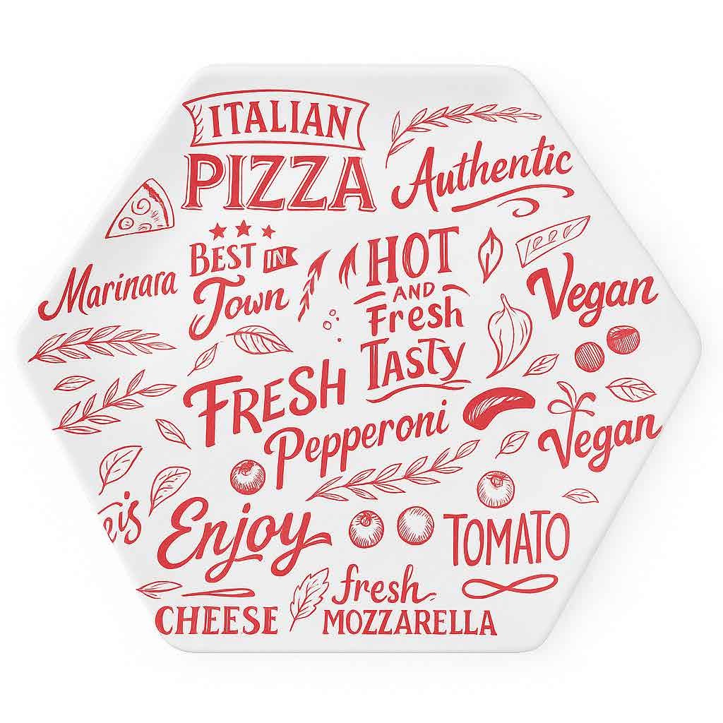 طقم بيتزا شكل سداسى Pizza Word Red