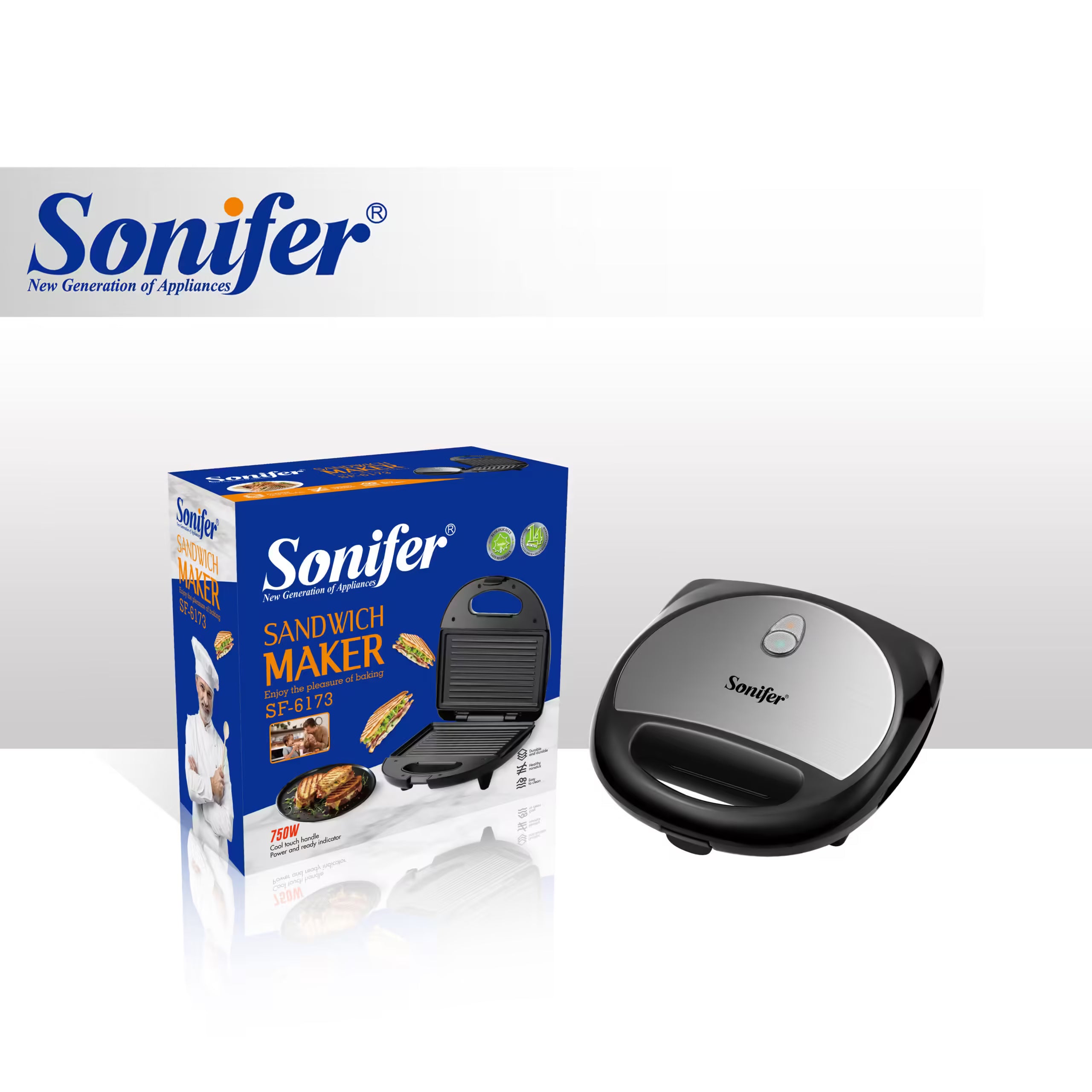 سونفير ساندويتش ميكر 750 وات موديل SF-6173