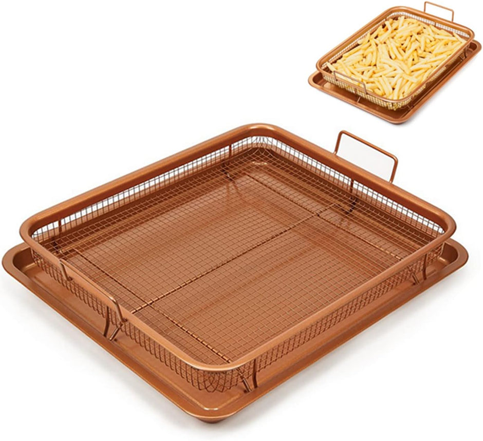 Copper Roasting Pan with Oil Draining Rack 30*20 cm