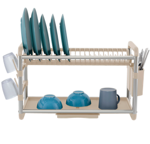 صفاية اطباق 2 دور الومنيوم لون بيج RA1-186