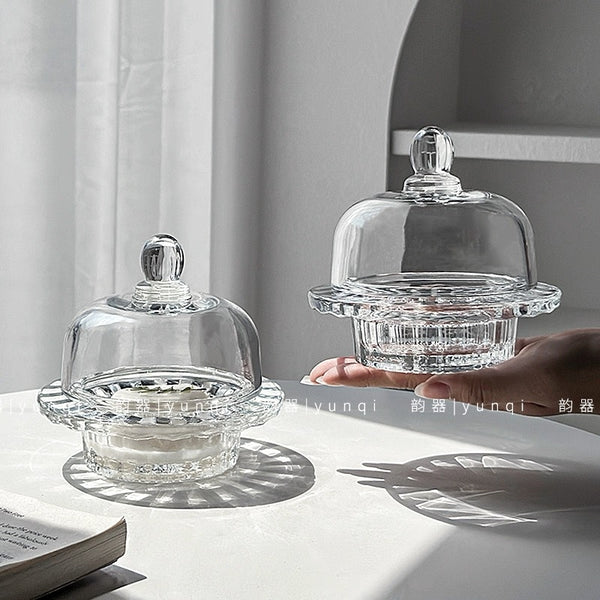 تمرية بقاعده ابيض ميني زجاج