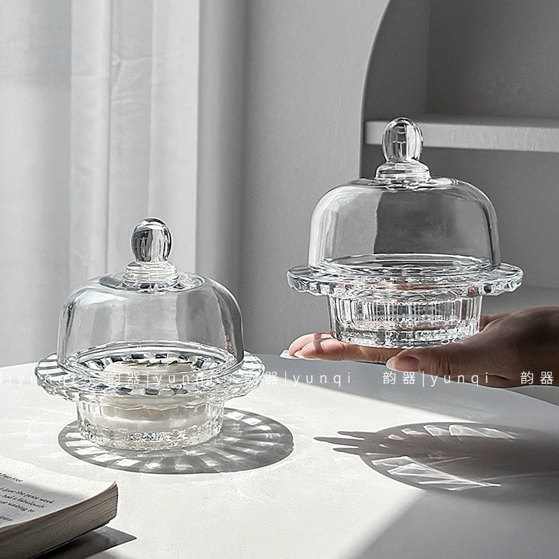 تمرية بقاعده ابيض ميني زجاج