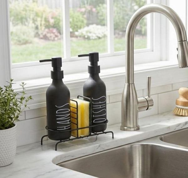 ديسبنسر زجاج 3ق على حامل معدن + ليفة موديل 1258