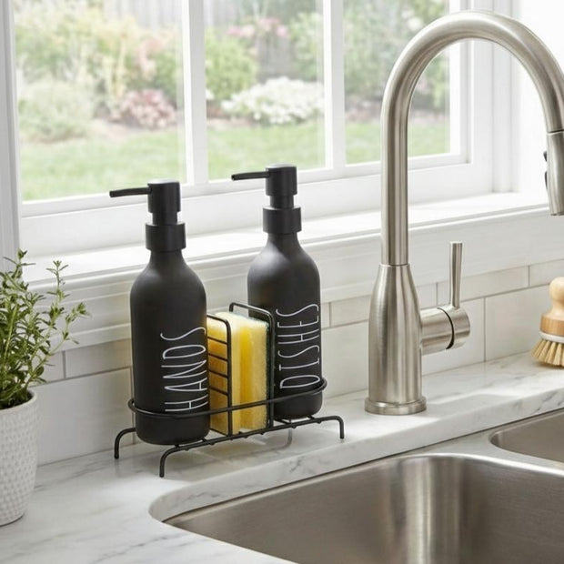 ديسبنسر زجاج 3ق على حامل معدن + ليفة موديل 1258