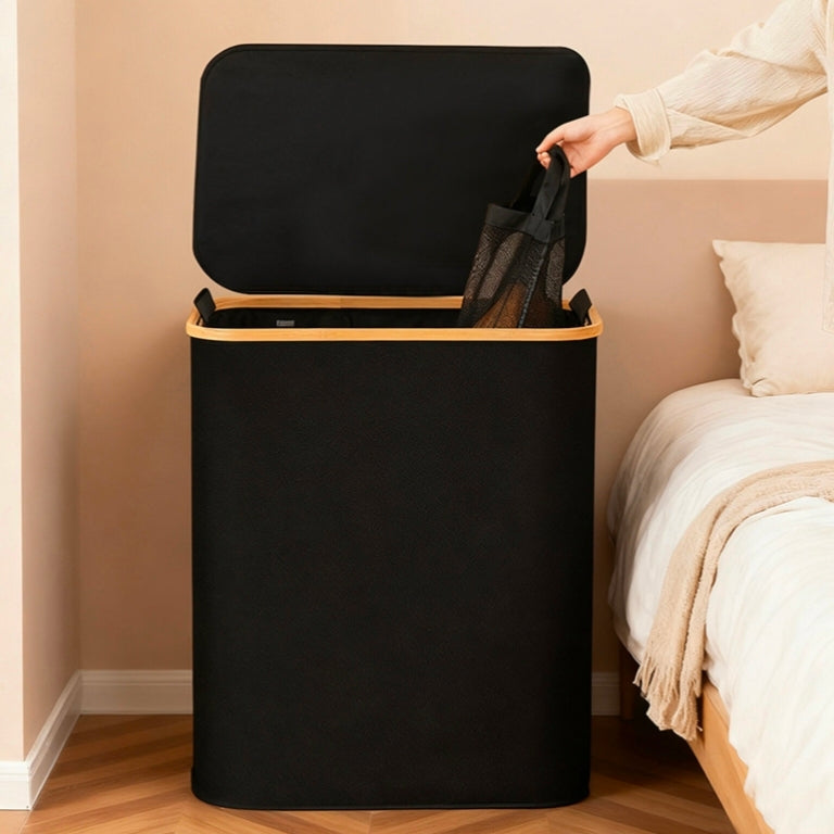 باسكت غسيل اسود بالغطاء مستطيل 43*16*60 سم