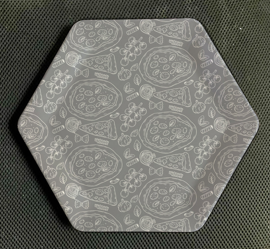 طقم بيتزا شكل سداسى Pizza Vegetarian Gray