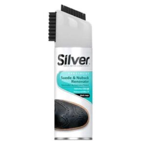بخاخ تلميع أحذية الشامواه الفضي، ٢٠٠ مل، أسود. - Silver Suede Shoe Spray Polish 200ml, Black