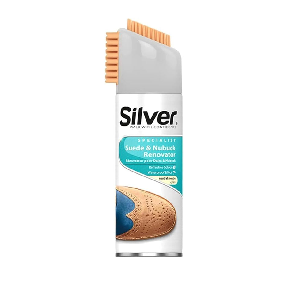 بخاخ تلميع أحذية الشامواه الفضي، ٢٠٠ مل، شفاف. -  Silver Suede And Nubuck Refreshing Spray Paint Natural 200ml