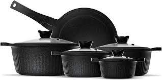 Koken 9-Piece Black Die-Cast Pot Set