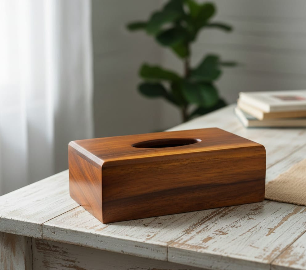 علبة مناديل خشب